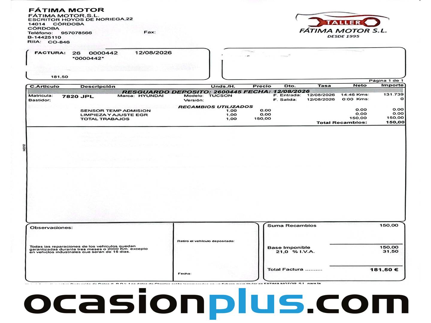 Foto del mantenimiento del Hyundai Tucson Hyundai Tucson 1.7 CRDI BlueDrive Essence 4x2 (115 CV)