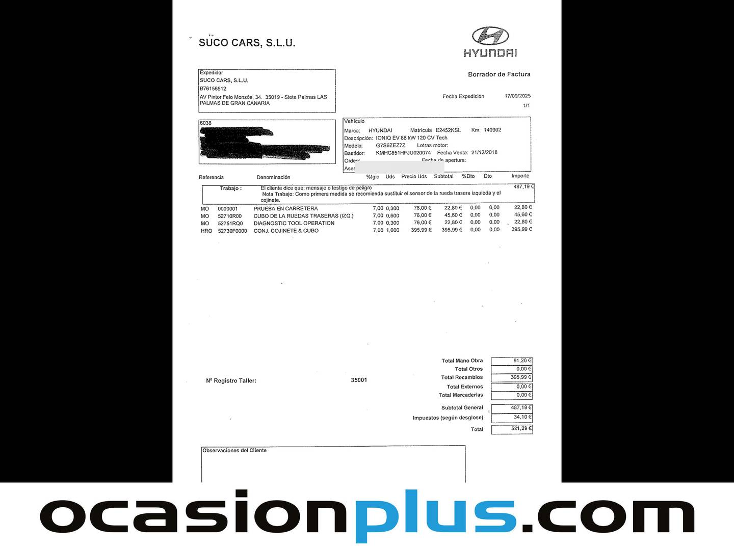 Foto del mantenimiento del Hyundai IONIQ Hyundai Ioniq EV Tecno (120 CV)