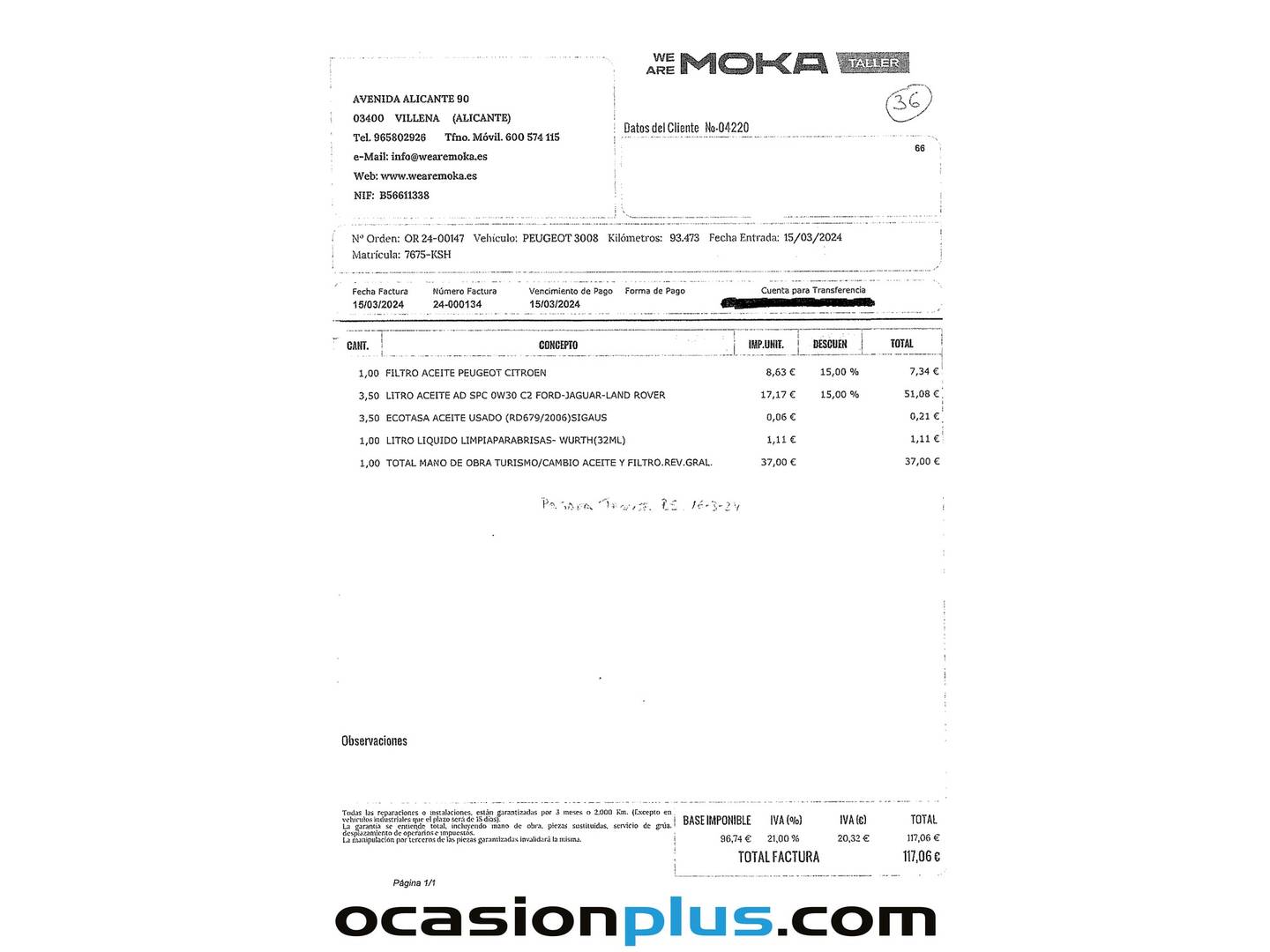 Foto del mantenimiento del Peugeot 3008 Peugeot 3008 PureTech 130 S&S Active (130 CV)