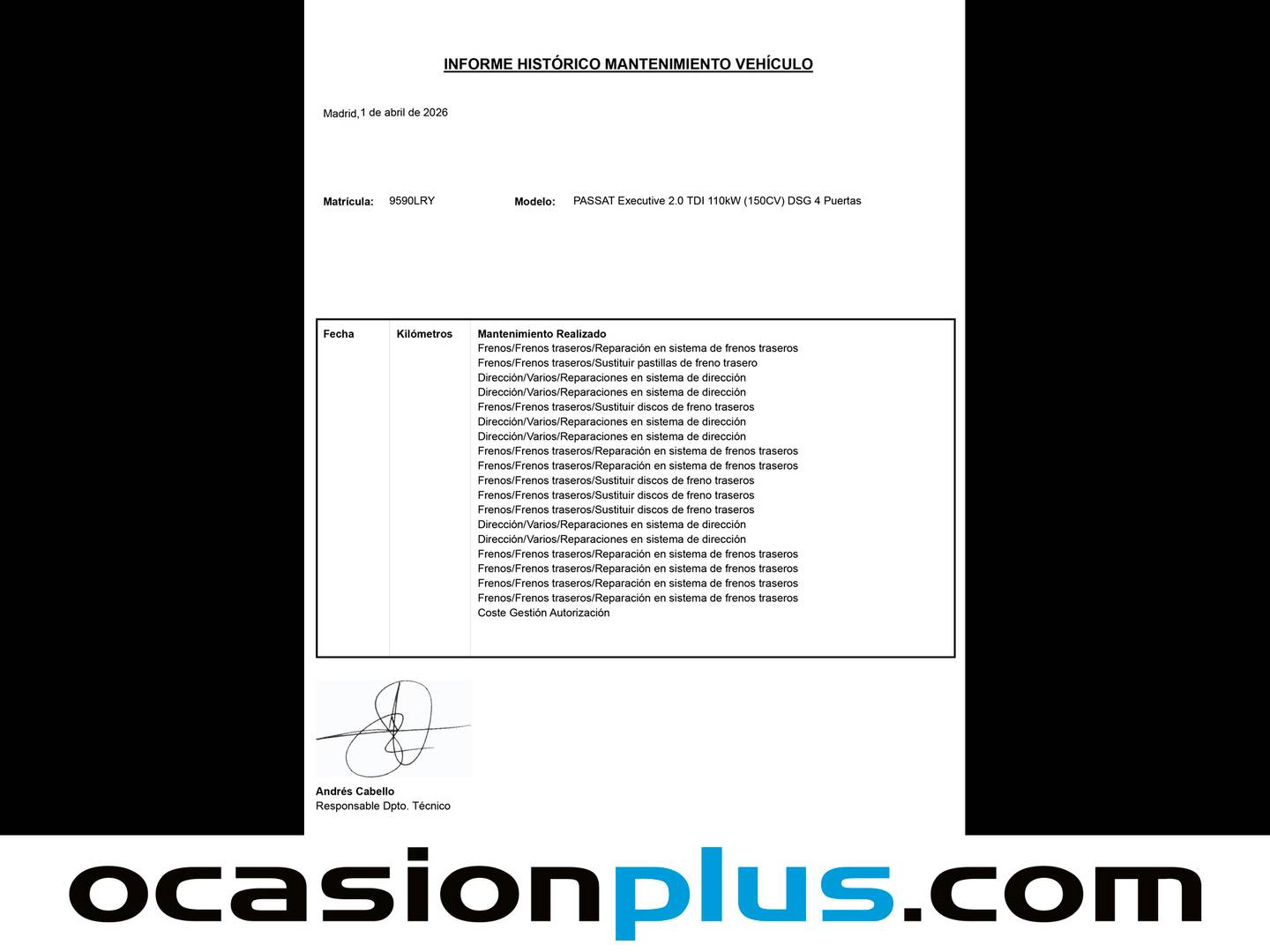 Foto del mantenimiento del Volkswagen Passat Volkswagen Passat 2.0 TDI (150CV) DSG