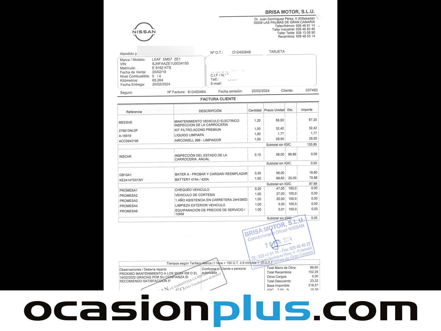 Foto del mantenimiento del Nissan LEAF Nissan Leaf 40kWh N-Connecta (150 CV)