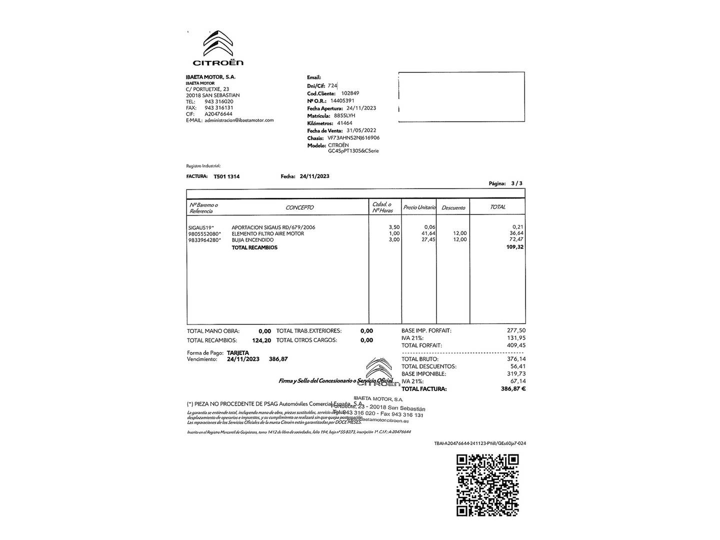 Foto del mantenimiento del Citroën Grand C4 Spacetourer Citroën Grand C4 Spacetourer PureTech 130 S&S 6v C-Series (131 CV) 7 Plazas