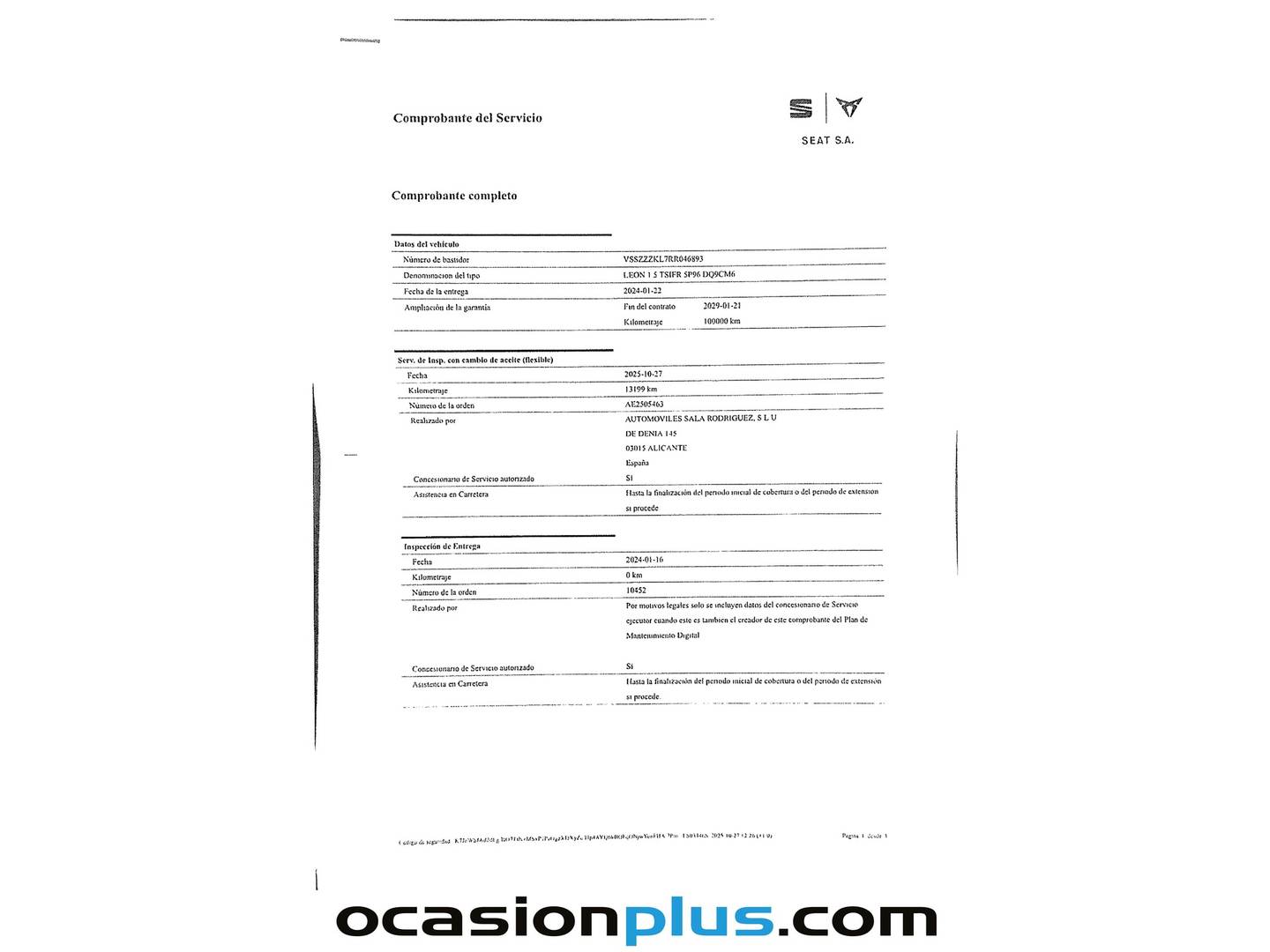Foto del mantenimiento del Seat León SEAT León 1.5 TSI S&S FR XL (130 CV)