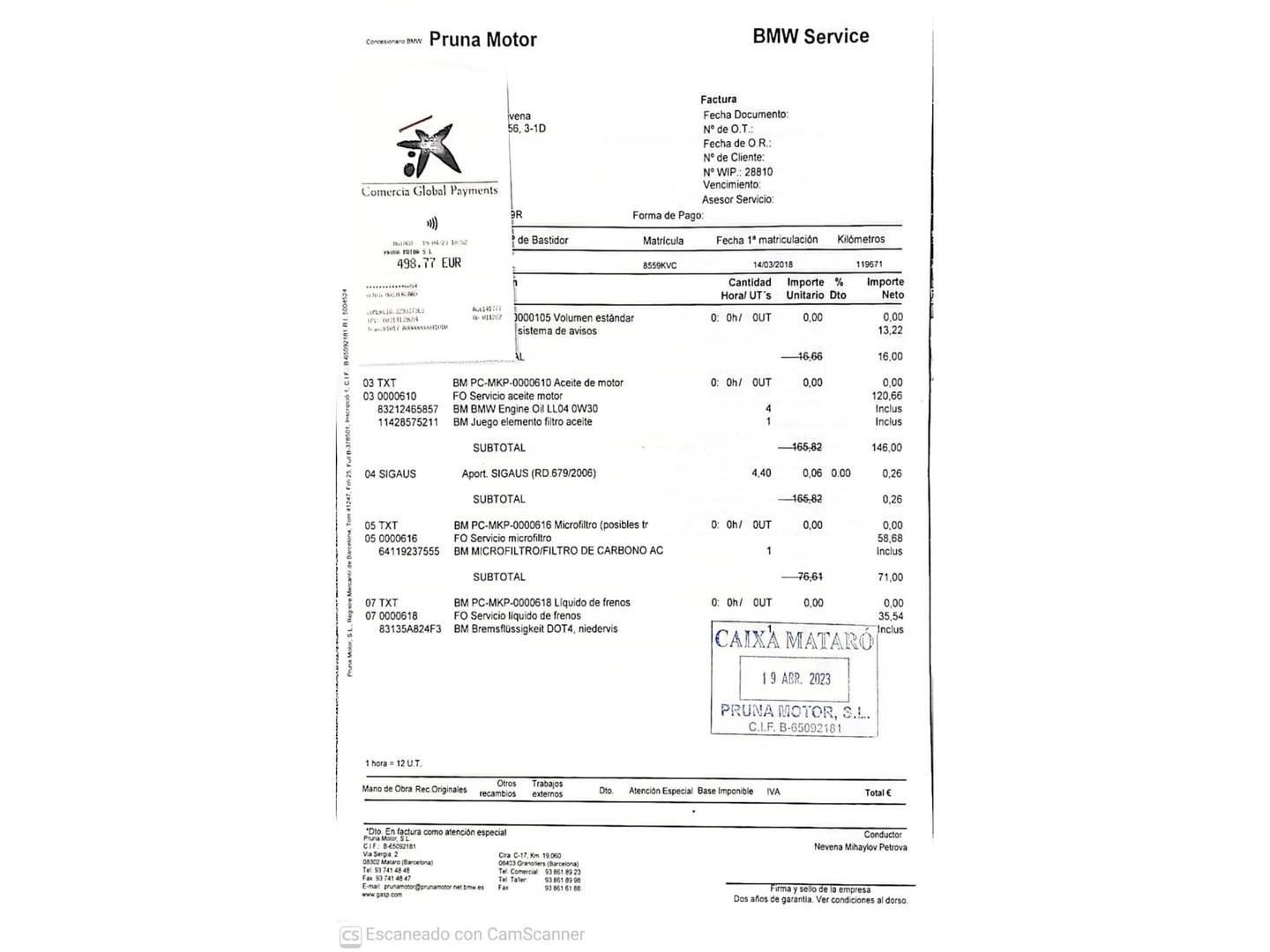 Foto del mantenimiento del BMW Serie 1 BMW Serie 1 116d (116 CV) Pack M