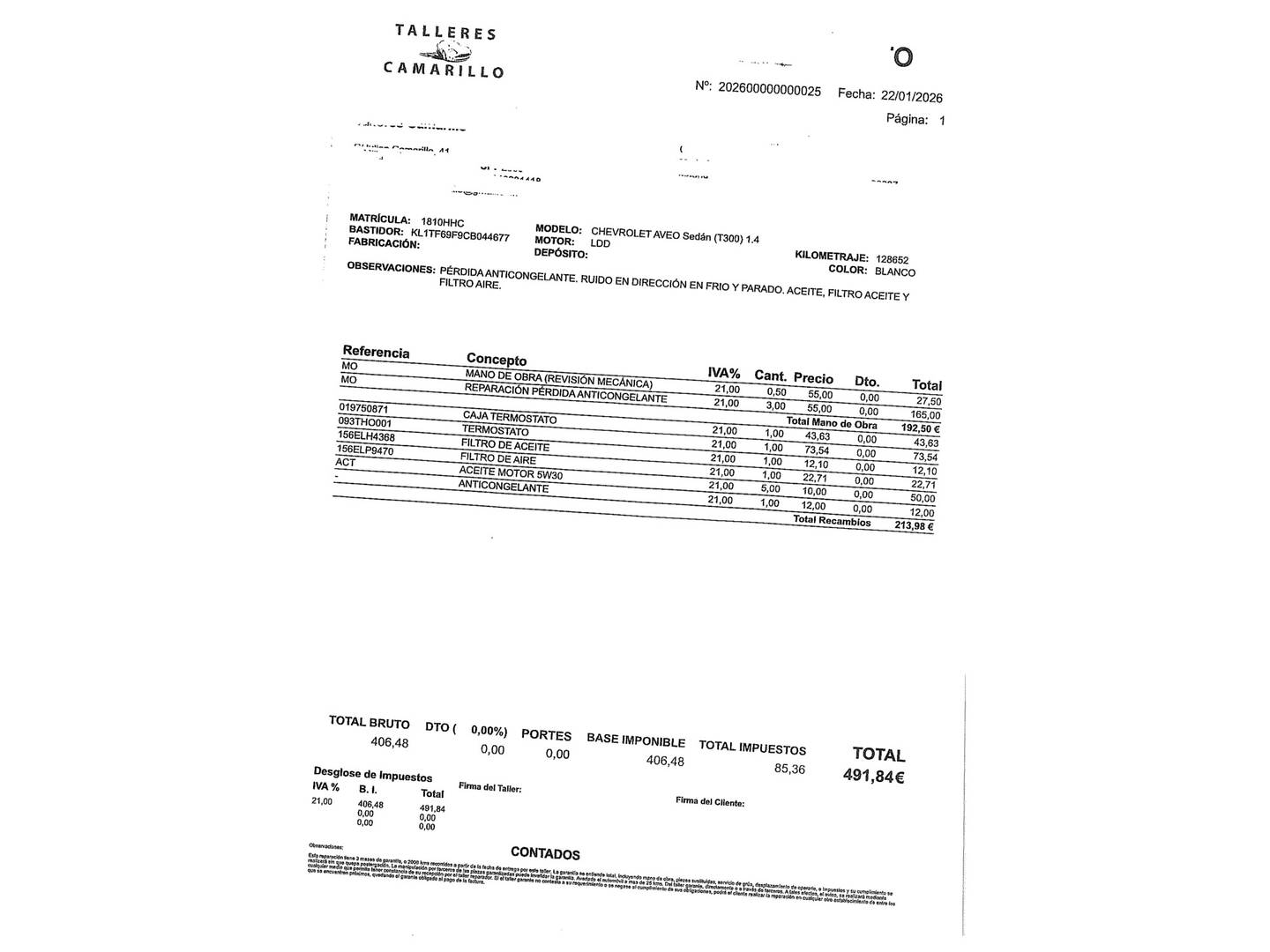 Foto del mantenimiento del Chevrolet Aveo Chevrolet Aveo 1.4 LTZ (100 CV)