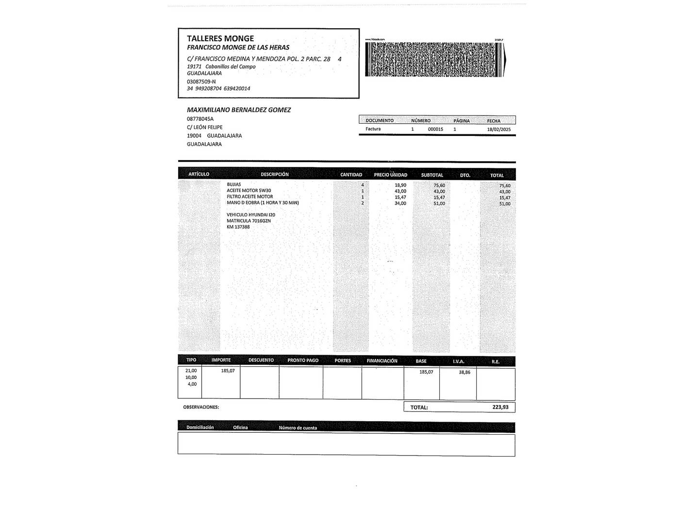 Foto del certificado del Hyundai i20 Hyundai i20 1.2 Classic AA Key (78 CV)