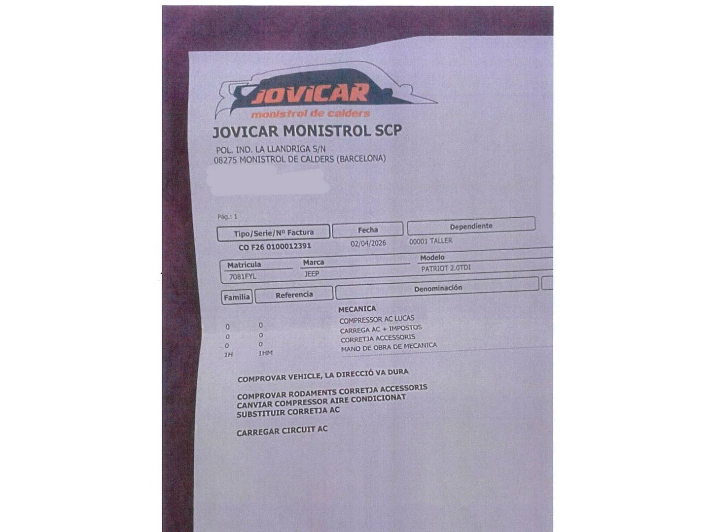 Foto del mantenimiento del Jeep Patriot Jeep Patriot 2.0 CRD Limited (140 CV) 4X4