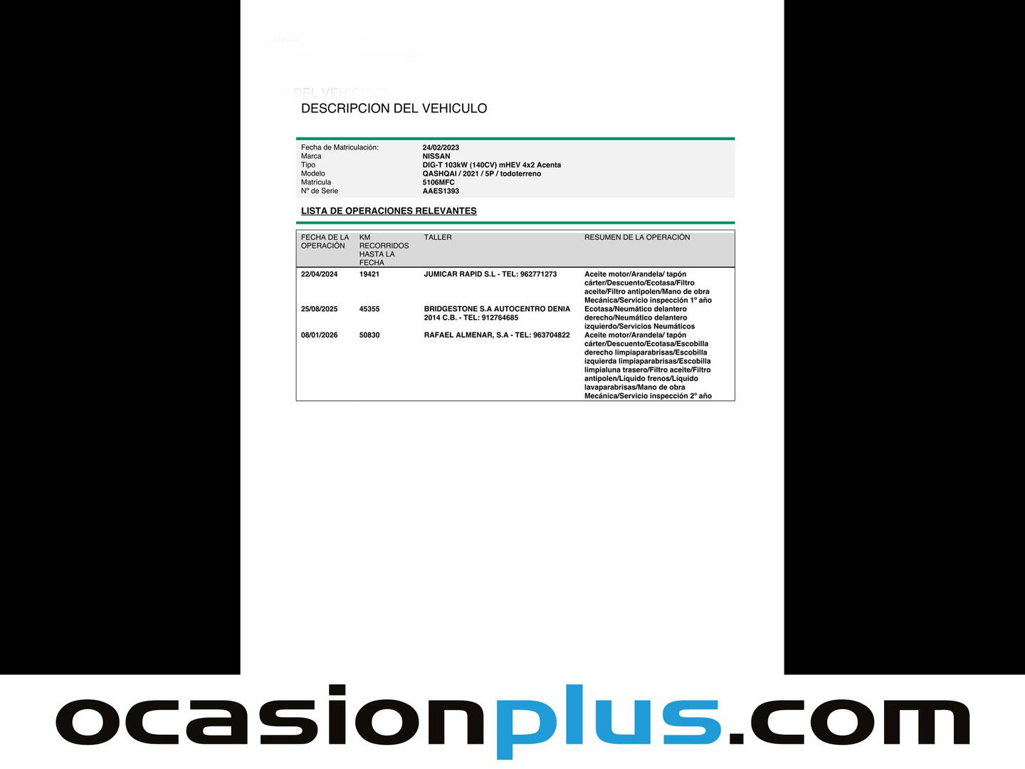 Foto del mantenimiento del Nissan QASHQAI Nissan Qashqai DIG-T 140 mHEV Acenta 4x2  (140 CV)