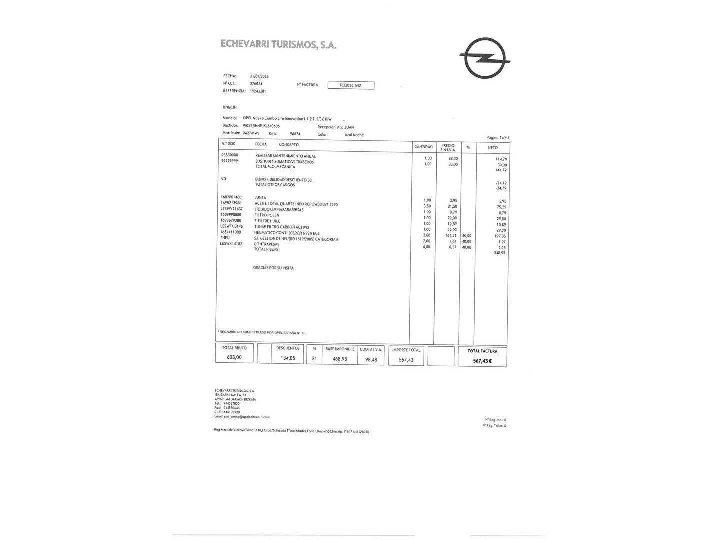 Opel Combo Life Opel Combo Life 1.2 Turbo S&S Innovation L (110 CV) manual