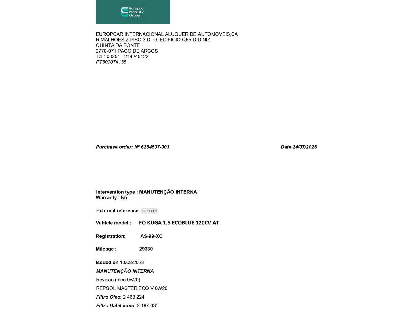 Foto del mantenimiento del Ford Kuga Ford Kuga 1.5 EcoBlue ST-Line Auto (120 CV)