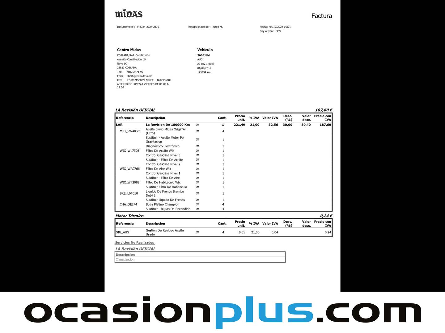 Foto del mantenimiento del Audi A3 Audi A3 S line edition 1.4 TFSI CoD Ultra (150 CV)