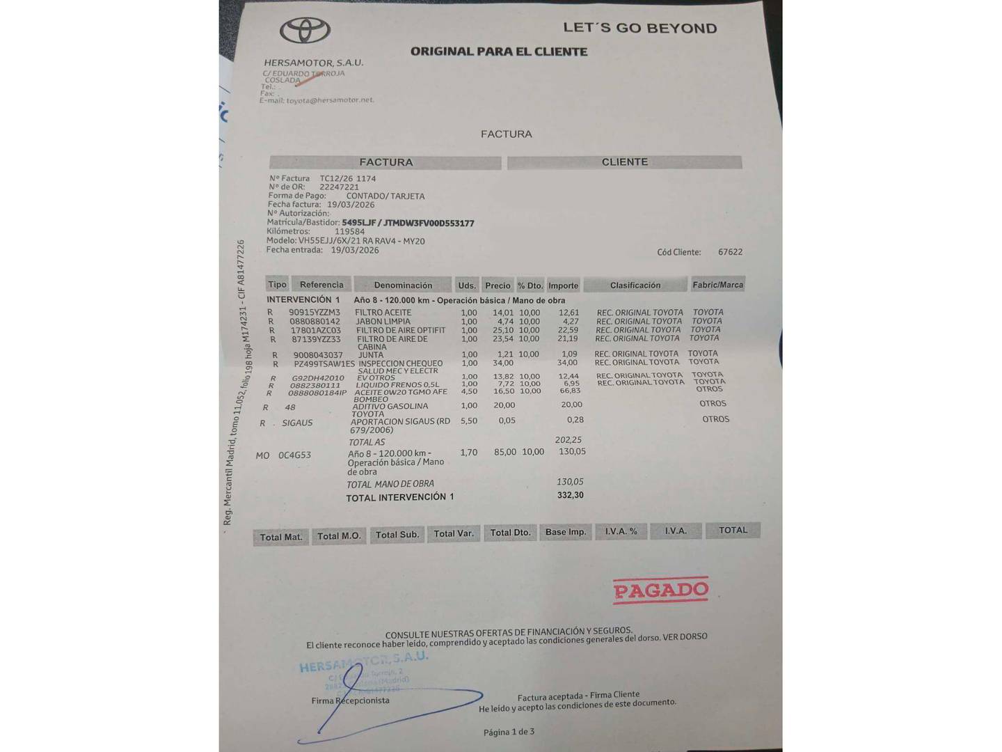 Foto del mantenimiento del Toyota Rav4 Toyota Rav4 2.5l Hybrid Luxury (218 CV)