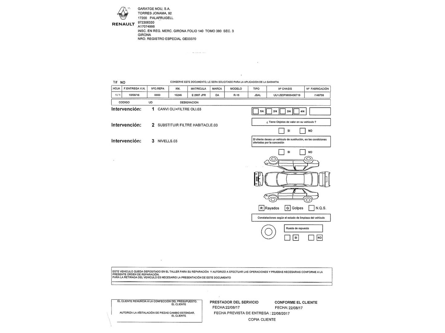 Foto del mantenimiento del Dacia Lodgy Dacia Lodgy Stepway dCi (109 CV)7 Plazas