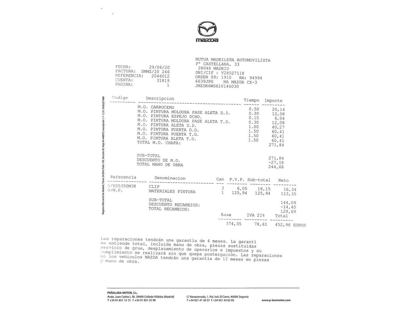 Foto del mantenimiento del Mazda CX-3 Mazda CX-3 1.5 DE SKYACTIV Luxury 2WD (105 CV)