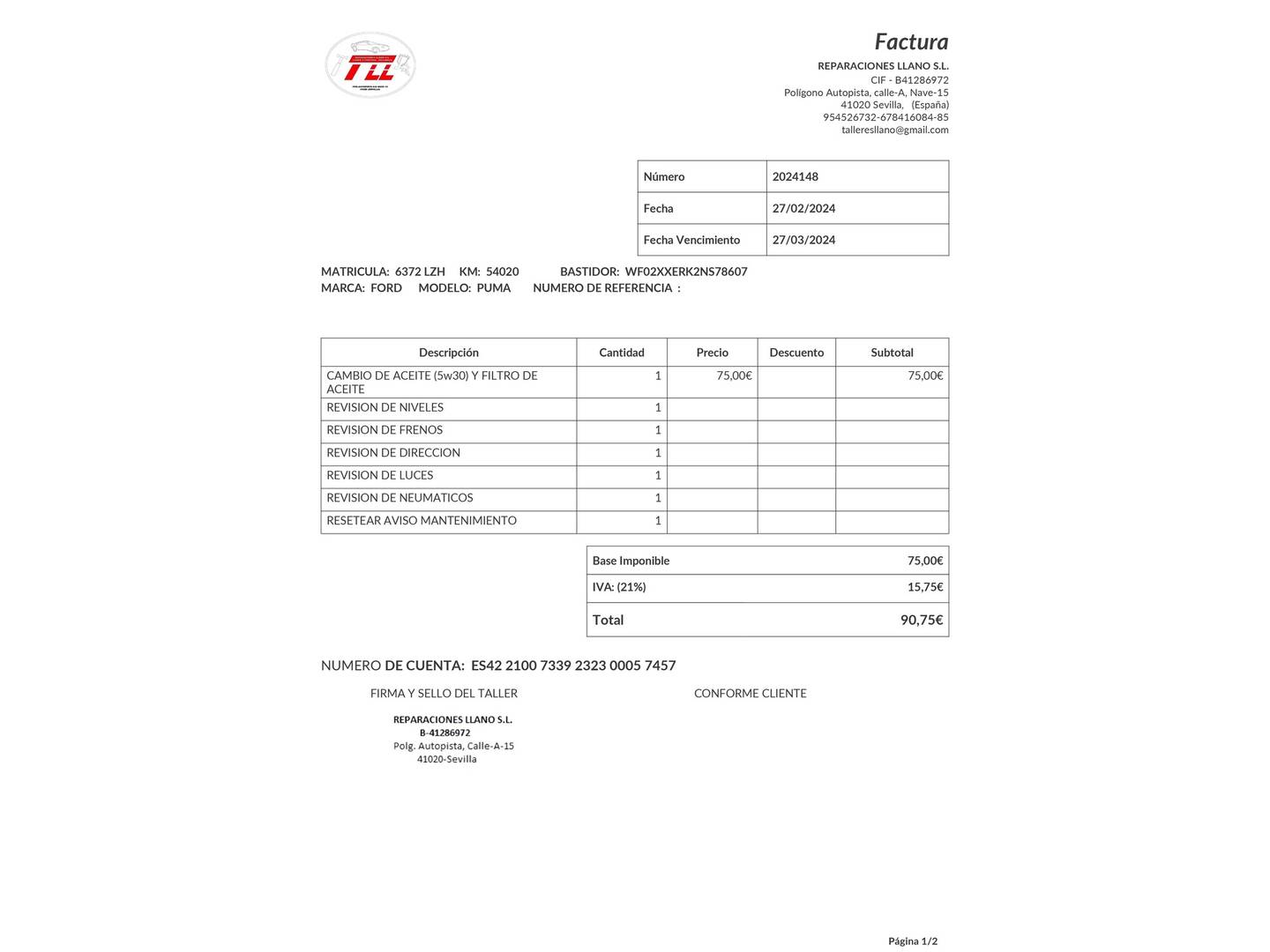Foto del mantenimiento del Ford Puma Ford Puma 1.0 EcoBoost MHEV Titanium Design (125 CV)
