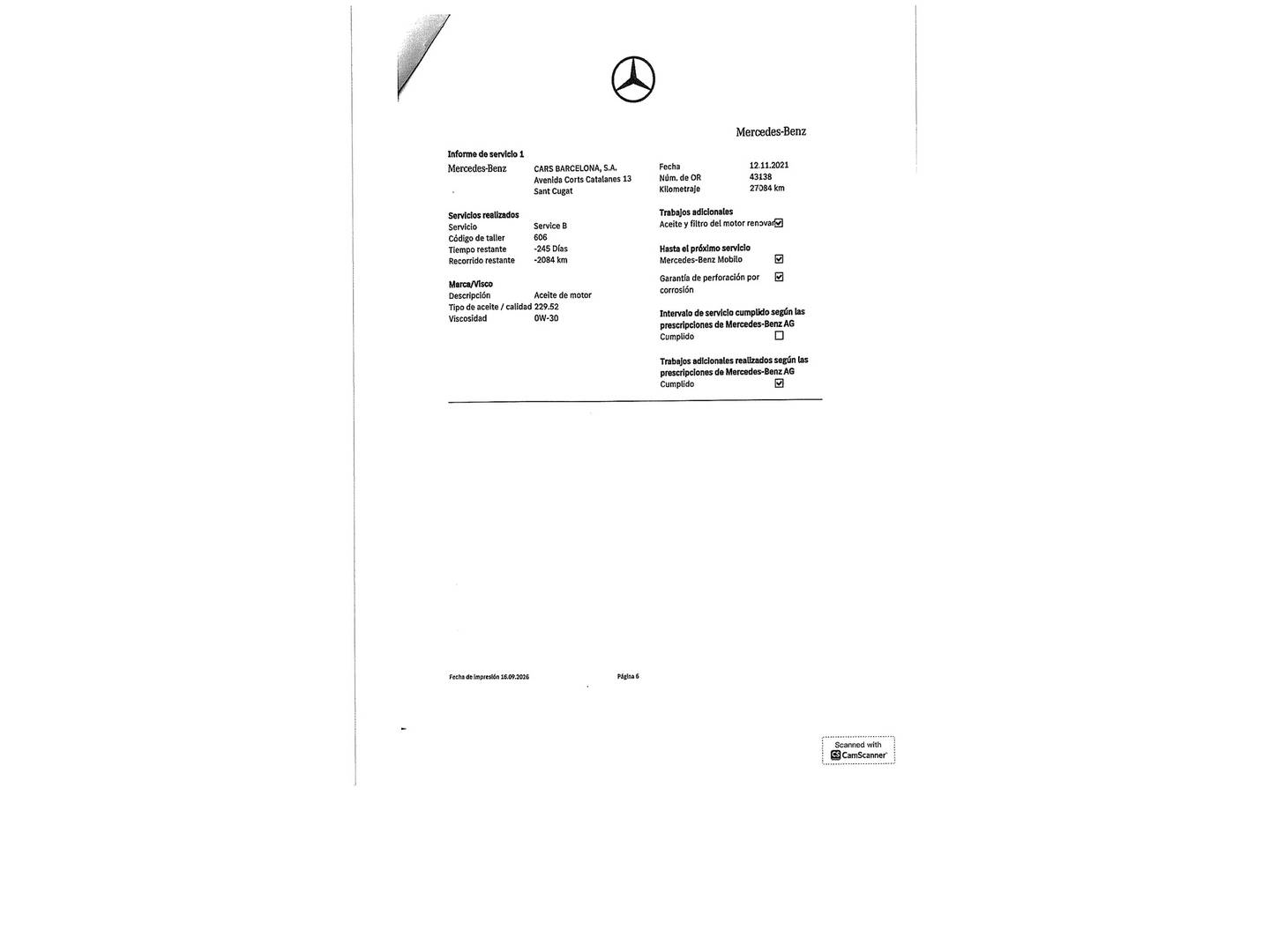 Foto del mantenimiento del Mercedes Clase A Mercedes Clase A 180 d (116 CV) Pack AMG
