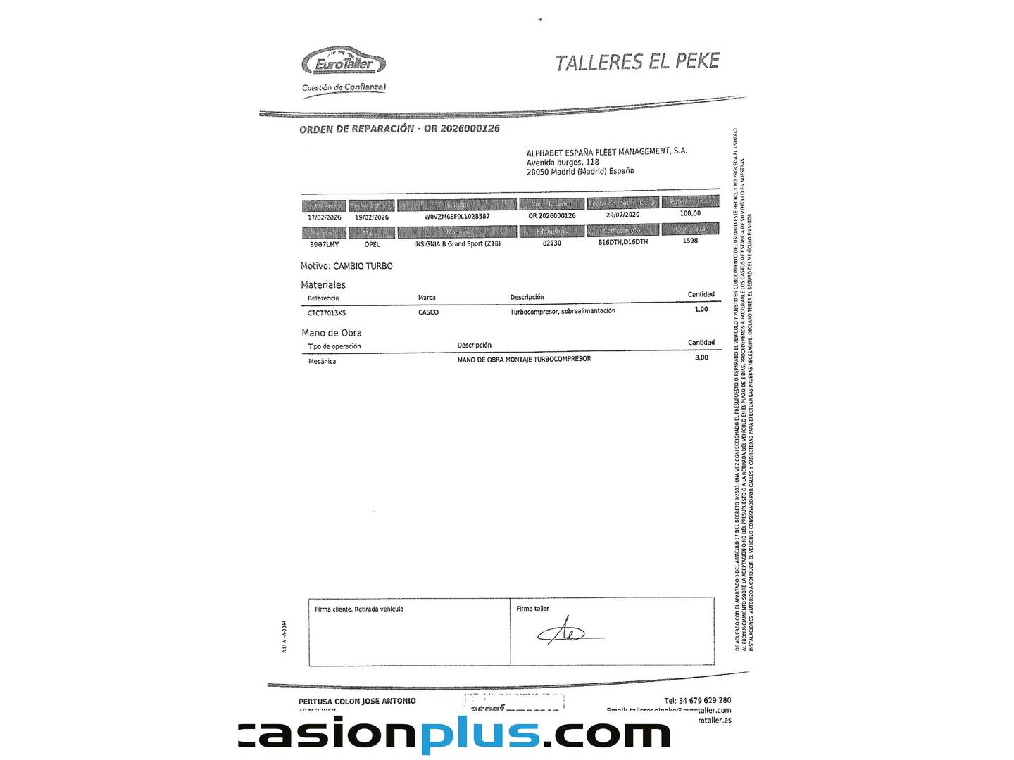 Foto del mantenimiento del Opel Insignia Opel Insignia 1.6 CDTI GS Turbo D Selective (136 CV)