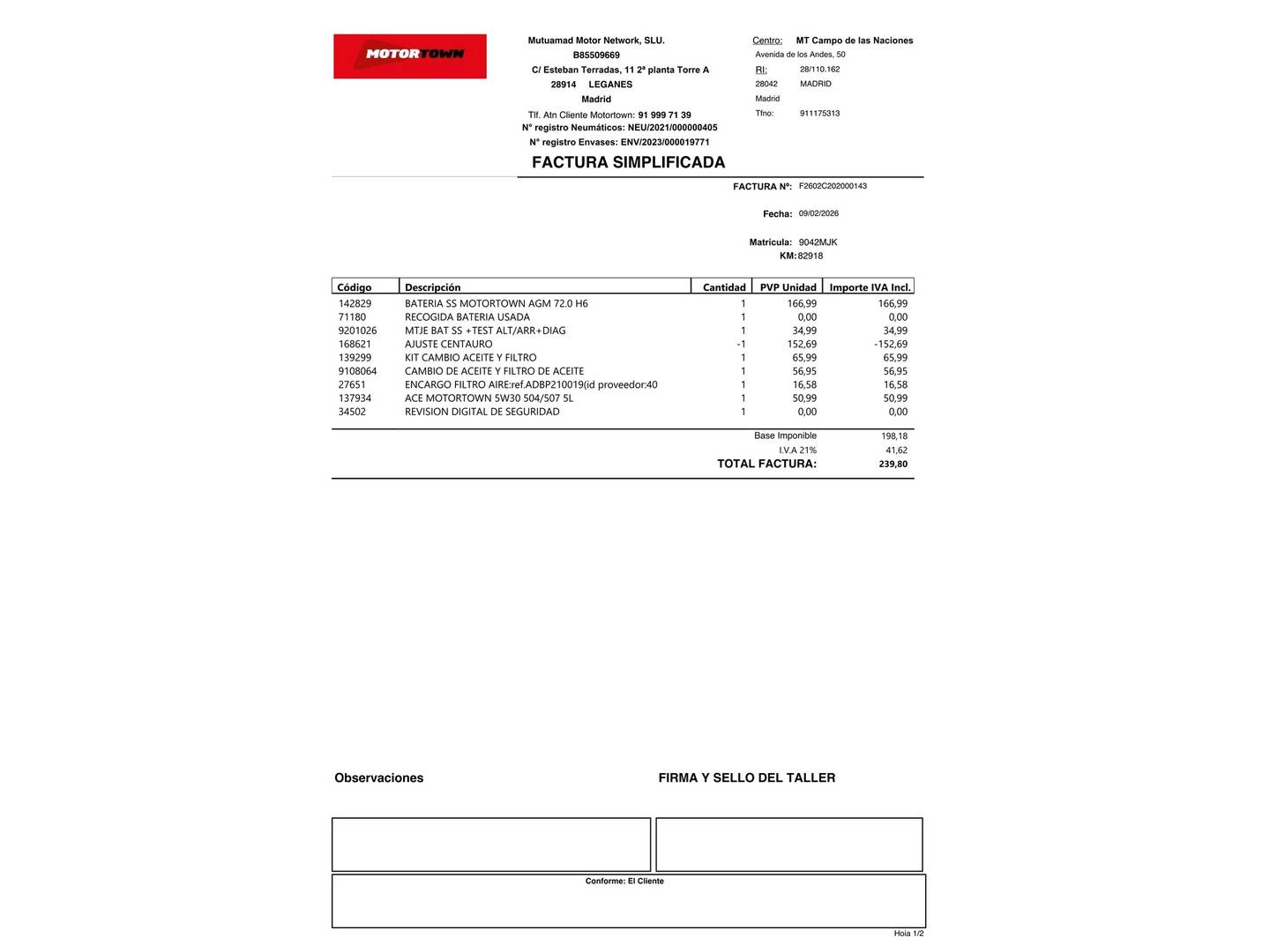 Foto del mantenimiento del KIA Sportage KIA Sportage 1.6 CRDi MHEV Business 4x2 (136 CV)