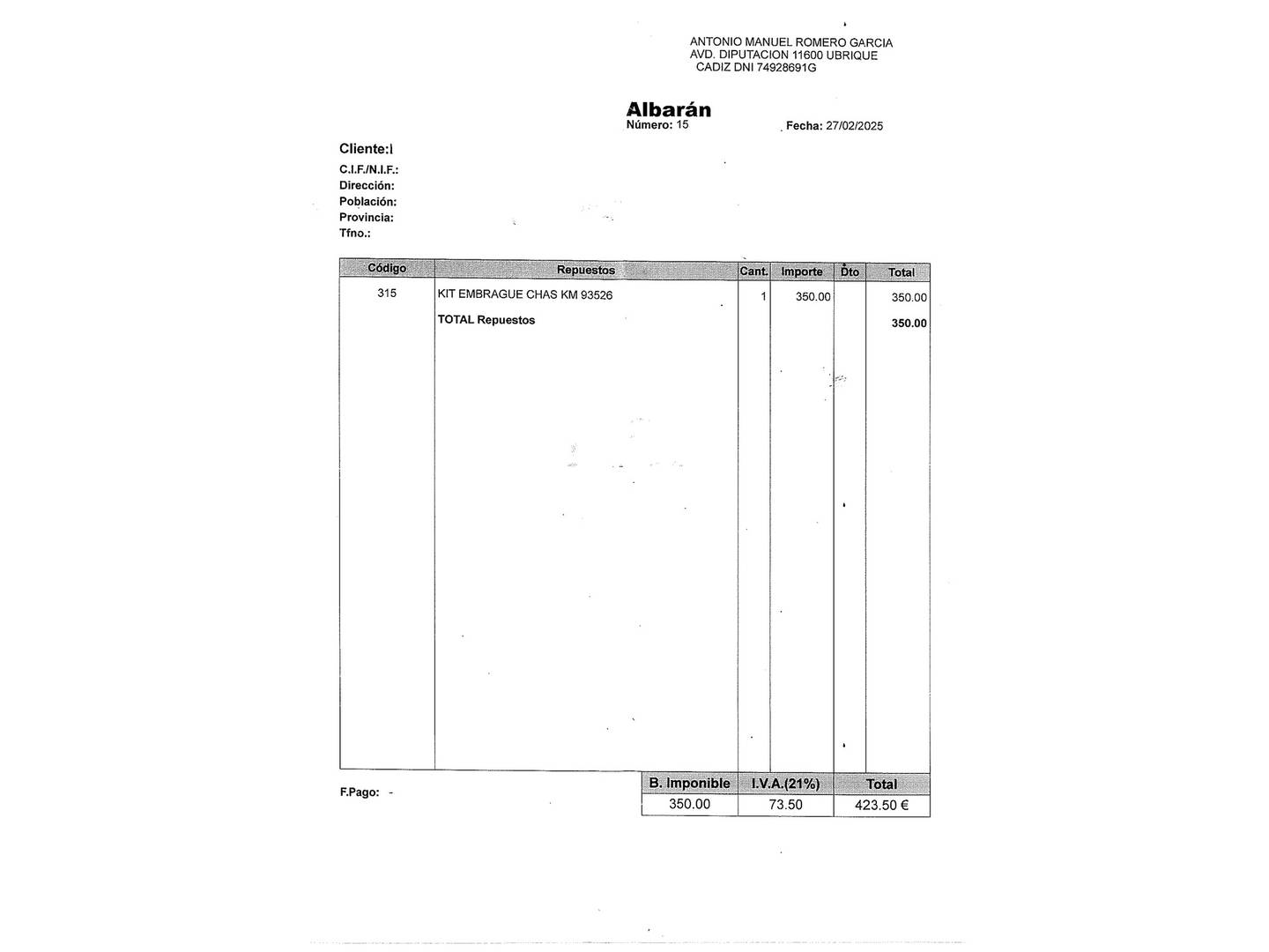 Foto del mantenimiento del Seat León SEAT León 1.2 TSI S&S Style (110 CV)