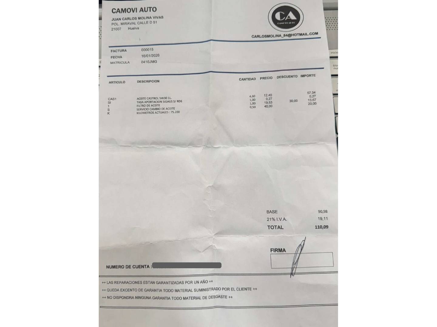 Foto del mantenimiento del Volkswagen Golf Volkswagen Golf Advance 1.6 TDI BMT (110 CV)