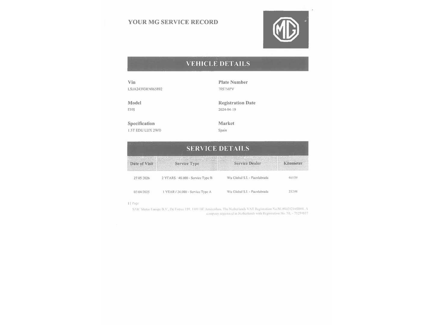 Foto del mantenimiento del MG eHS MG eHS 1.5 T-GDI PHEV Luxury (258 CV)