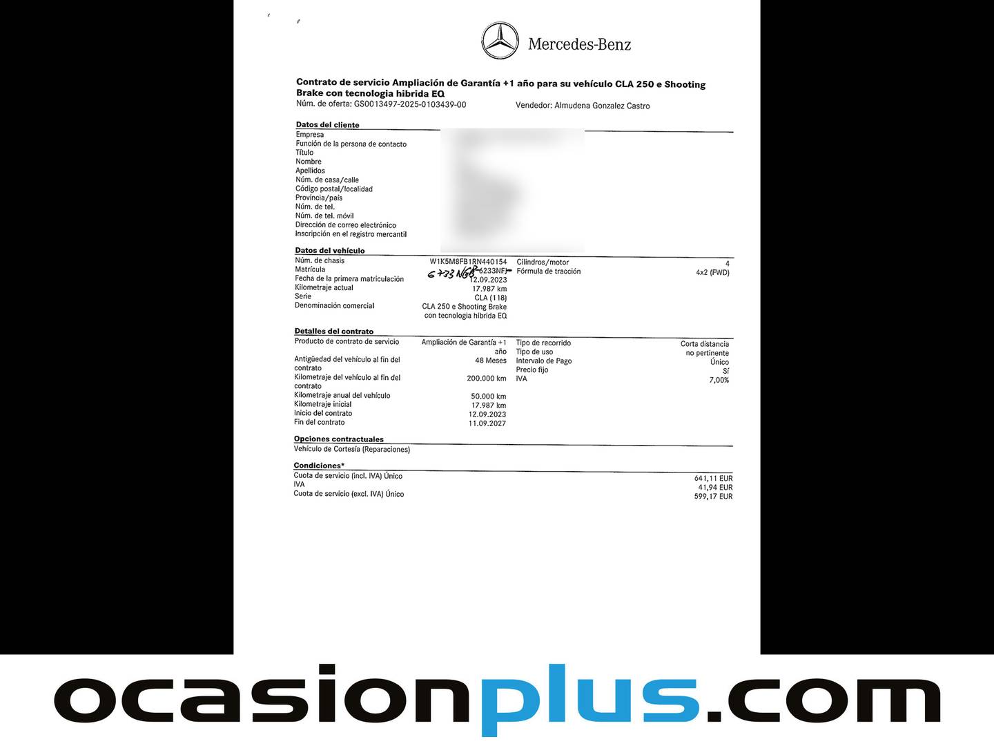 Foto del mantenimiento del Mercedes CLA Mercedes CLA Shooting Brake 250 e (218 CV) Pack AMG