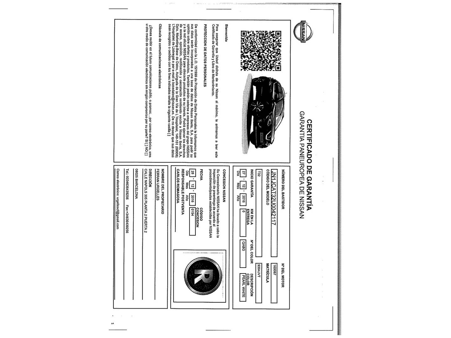 Foto del mantenimiento del Nissan X-TRAIL Nissan X-Trail 1.6 dCi 360 XTronic 7 plazas (130 CV)