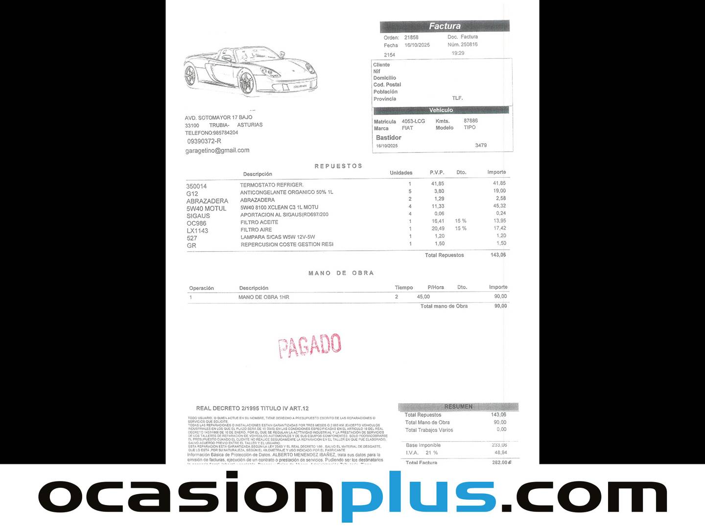 Foto del mantenimiento del Fiat Tipo Fiat Tipo 1.4 Street (95 CV)