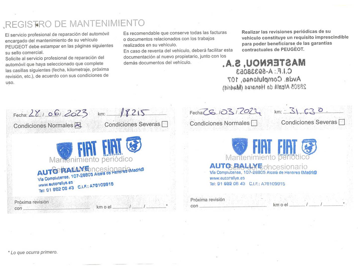 Foto del mantenimiento del Peugeot Rifter Peugeot Rifter BlueHDi 130 Allure Pack Standard (130 CV)