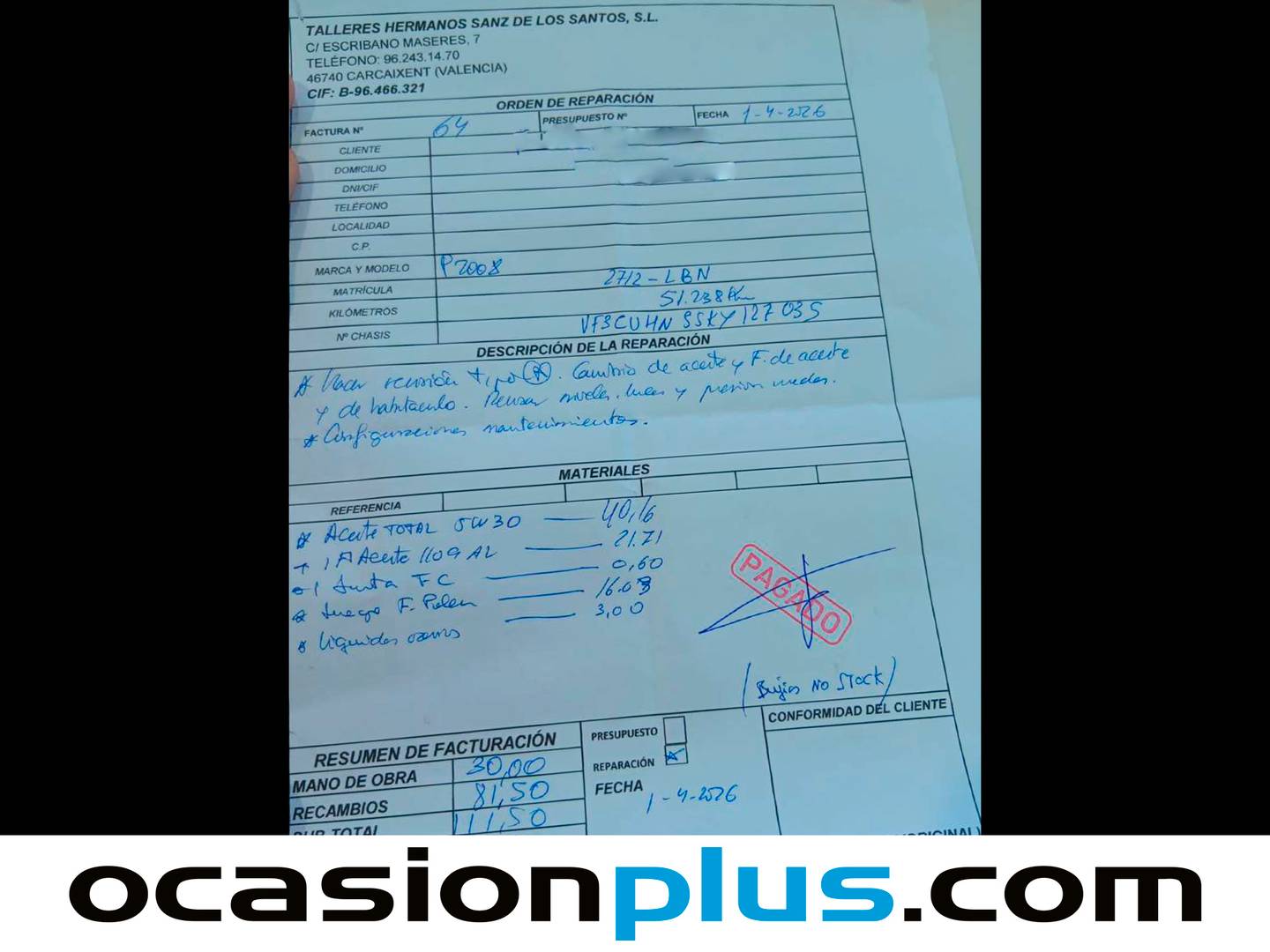 Foto del mantenimiento del Peugeot 2008 Peugeot 2008 PureTech 130 S&S Allure (130 CV)