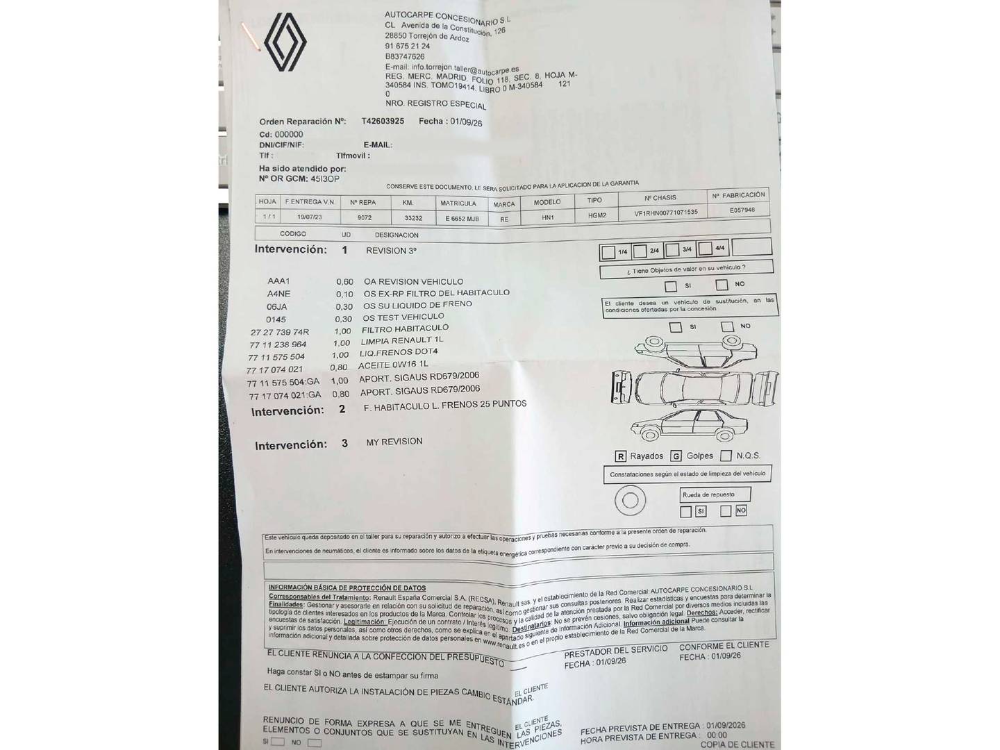 Foto del mantenimiento del Renault Austral Renault Austral Techno Esprit Alpine E-Tech Full Hybrid AT (200 CV)