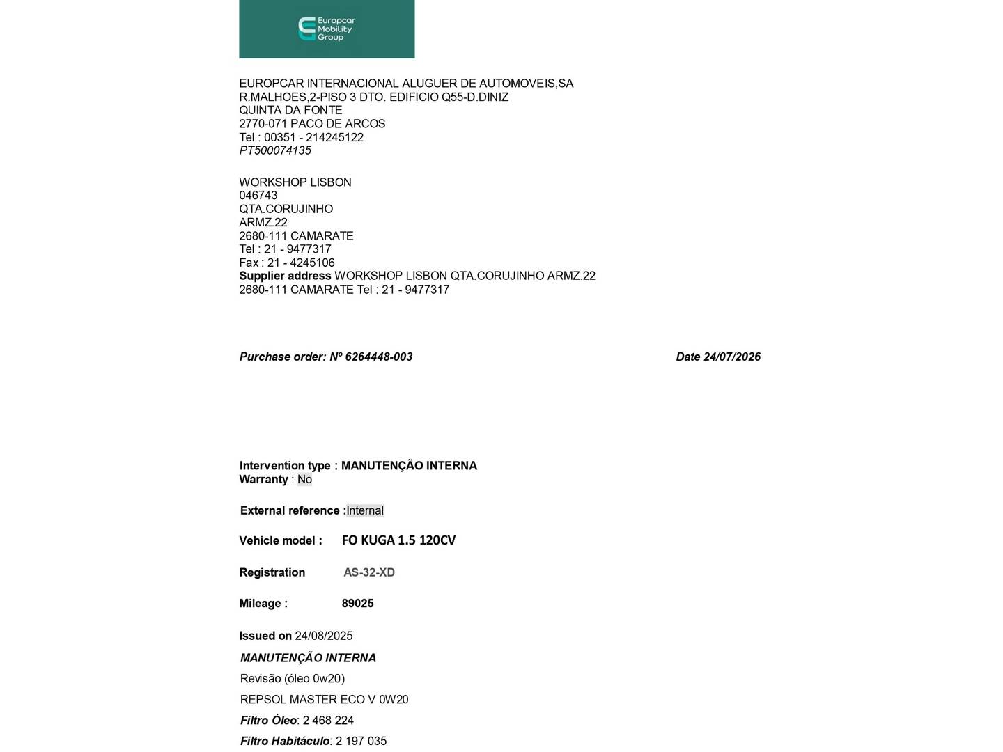 Foto del mantenimiento del Ford Kuga Ford Kuga 1.5 EcoBoost S&S ST-Line 4x2 (150 CV)