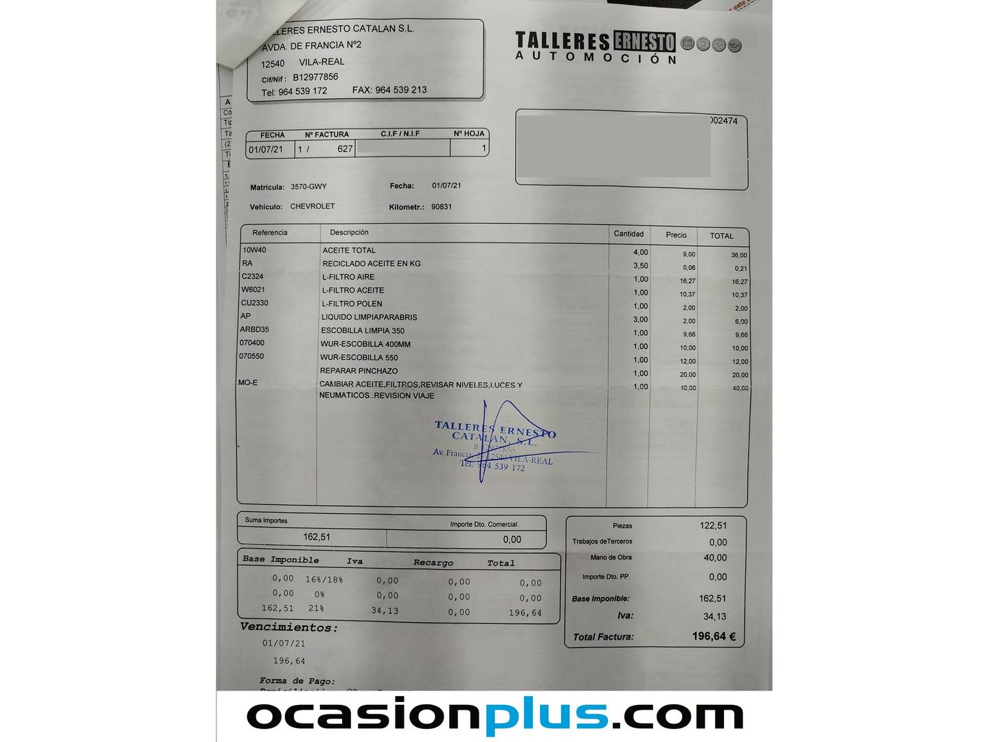 Foto del mantenimiento del Chevrolet Aveo Chevrolet Aveo 1.2 16v LS (84 CV)