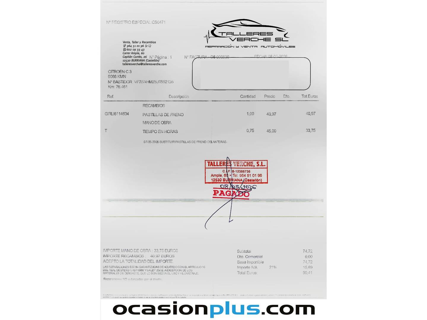 Foto del mantenimiento del Citroën C3 Citroën C3 PureTech 82 Shine (82 CV)