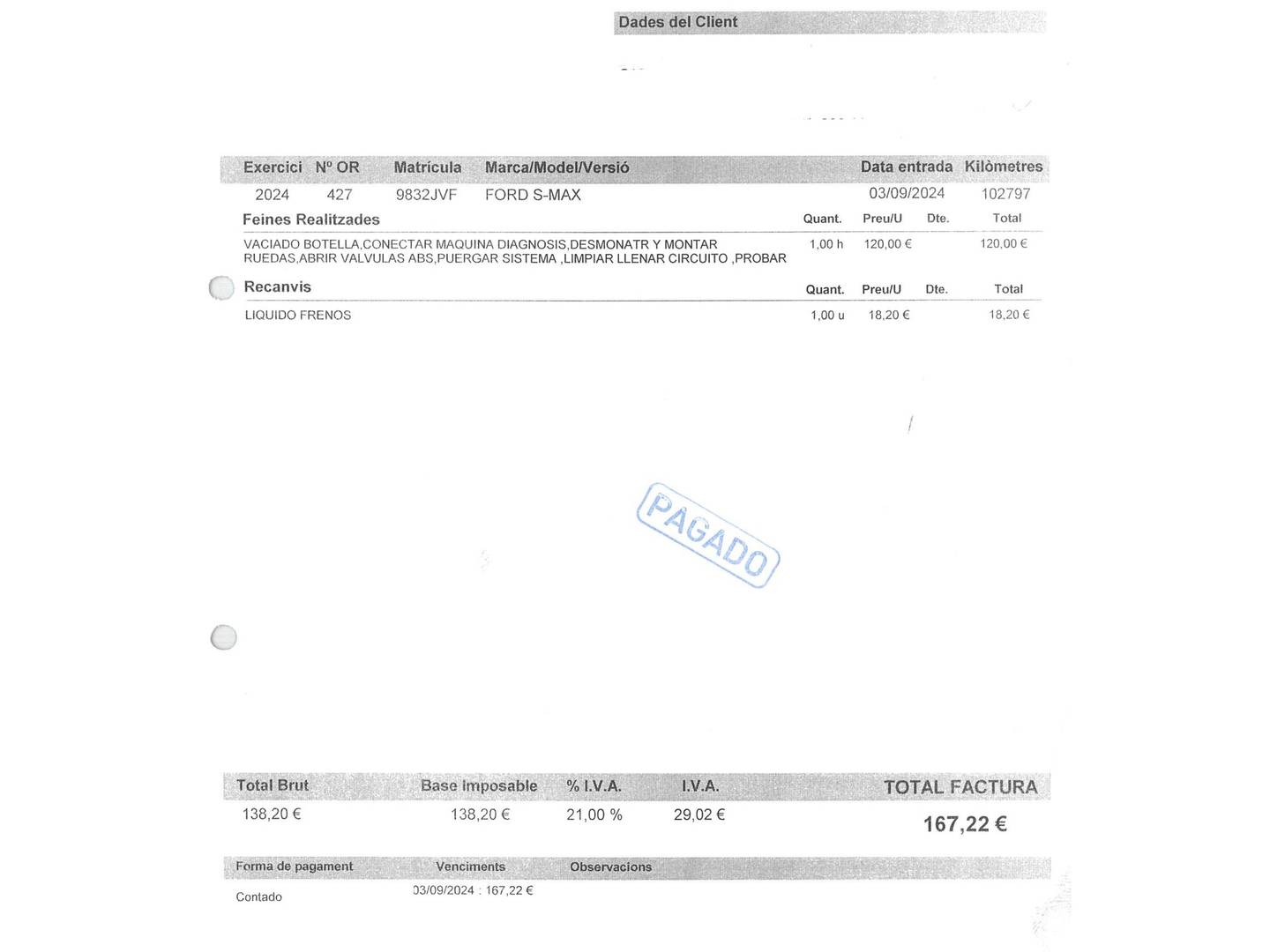 Foto del mantenimiento del Ford S-MAX Ford S-Max 2.0 TDCI Titanium (150 CV) 7 Plazas