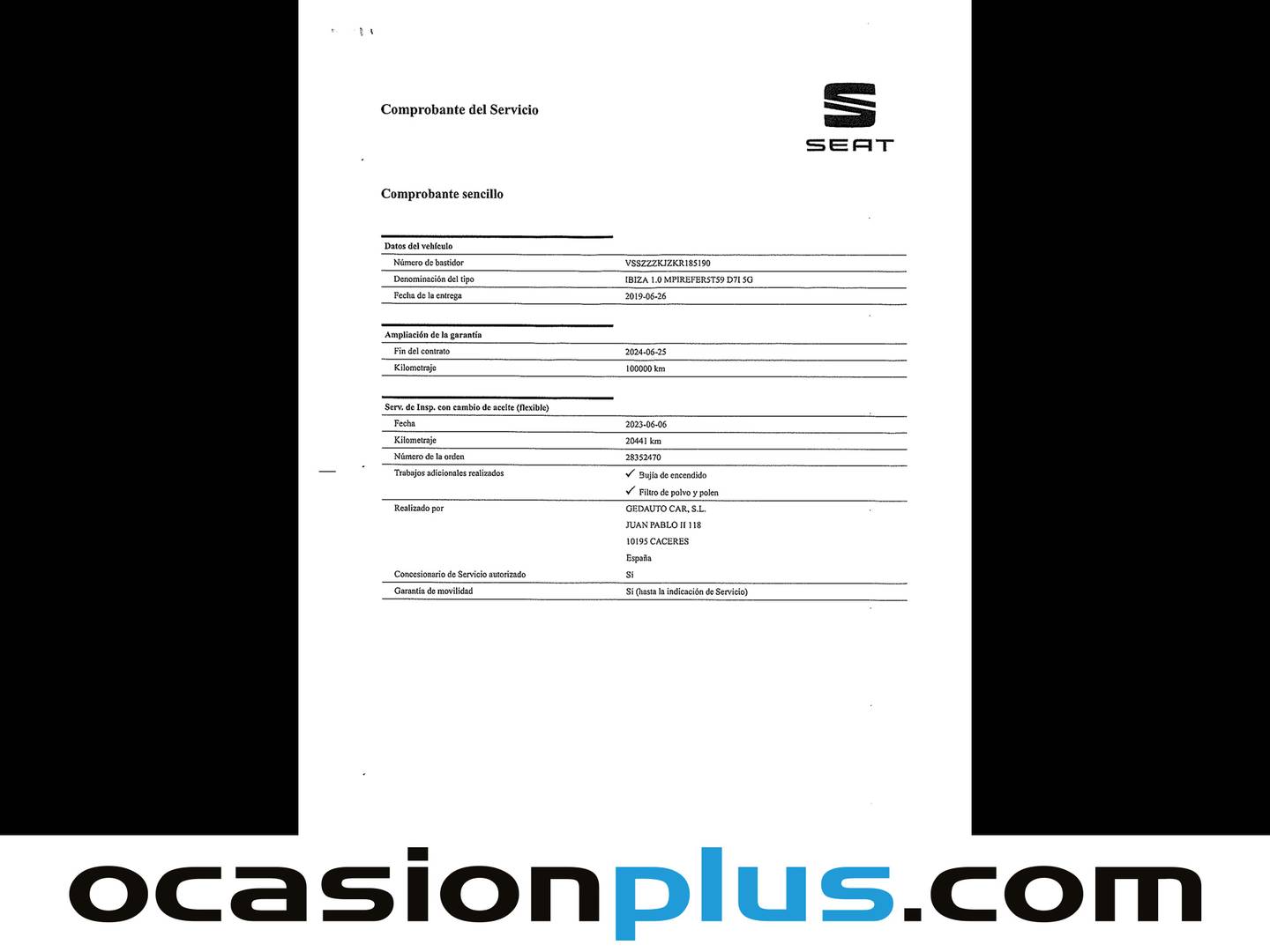 Foto del mantenimiento del Seat Ibiza Seat Ibiza 1.0 MPI S&S Reference Plus (80 CV)