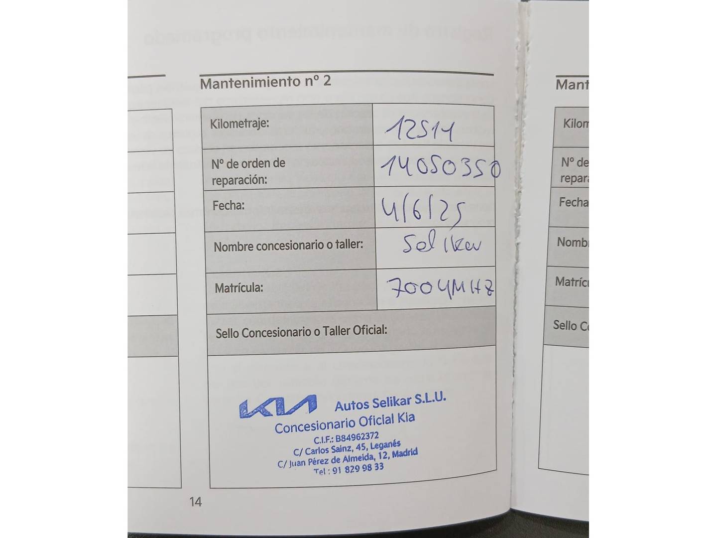 Foto del mantenimiento del KIA Ceed KIA Ceed 1.0 T-GDi Tech (100 CV)