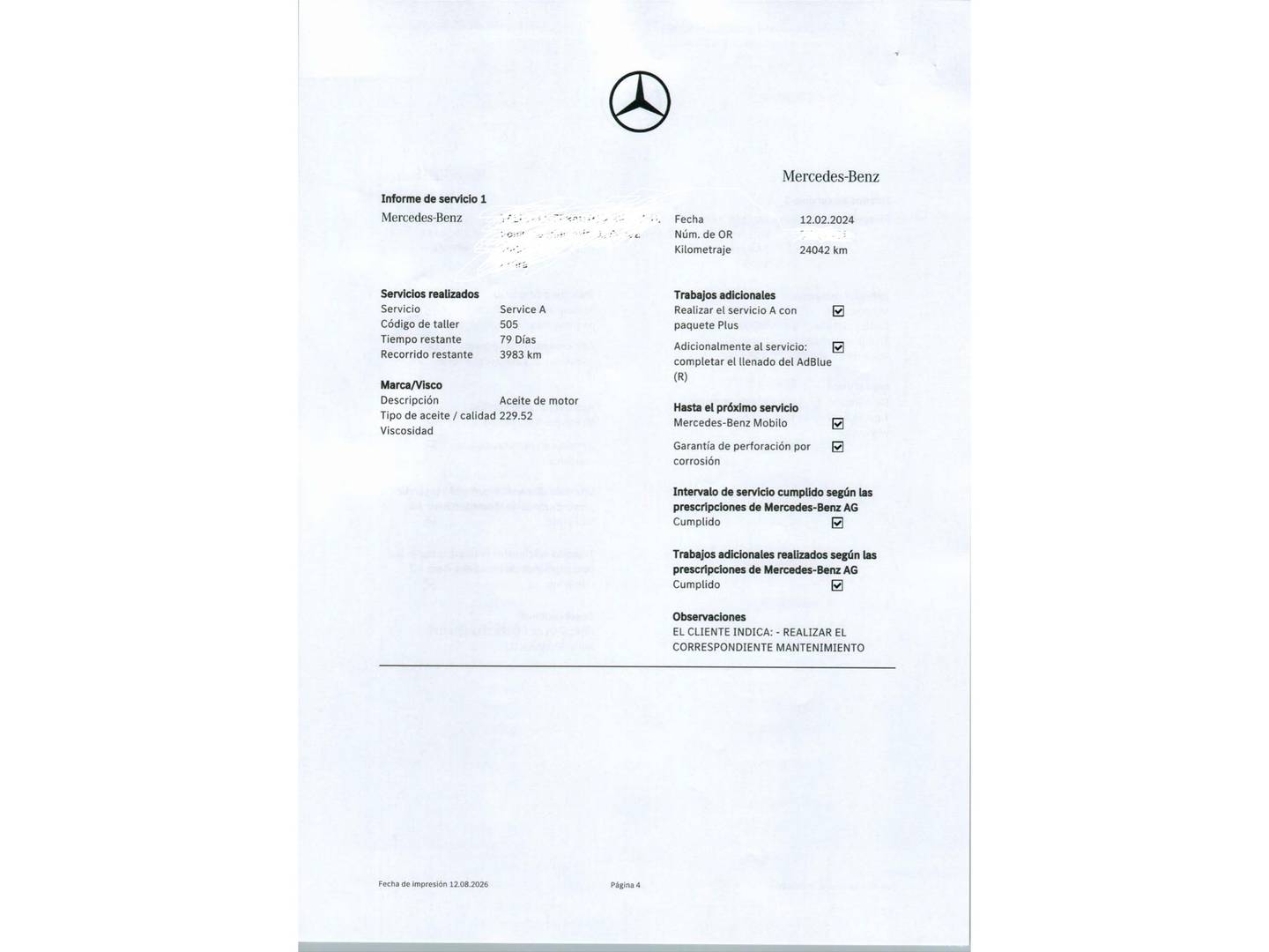 Foto del mantenimiento del Mercedes CLS Mercedes Clase CLS CLS 300 d 4Matic (265 CV) Pack AMG