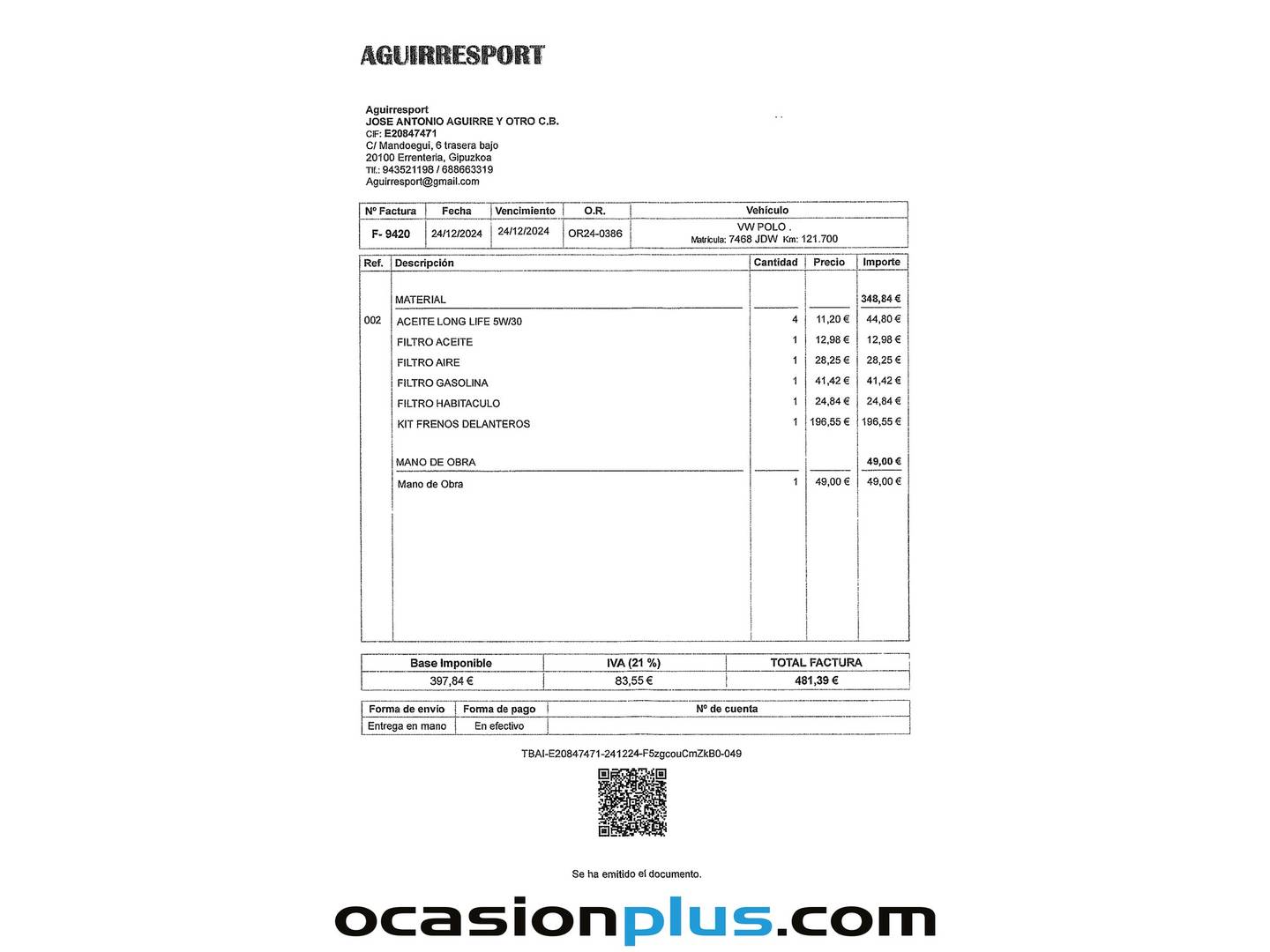 Foto del mantenimiento del Volkswagen Polo Volkswagen Polo Advance 1.2 TSI BMT (90 CV)