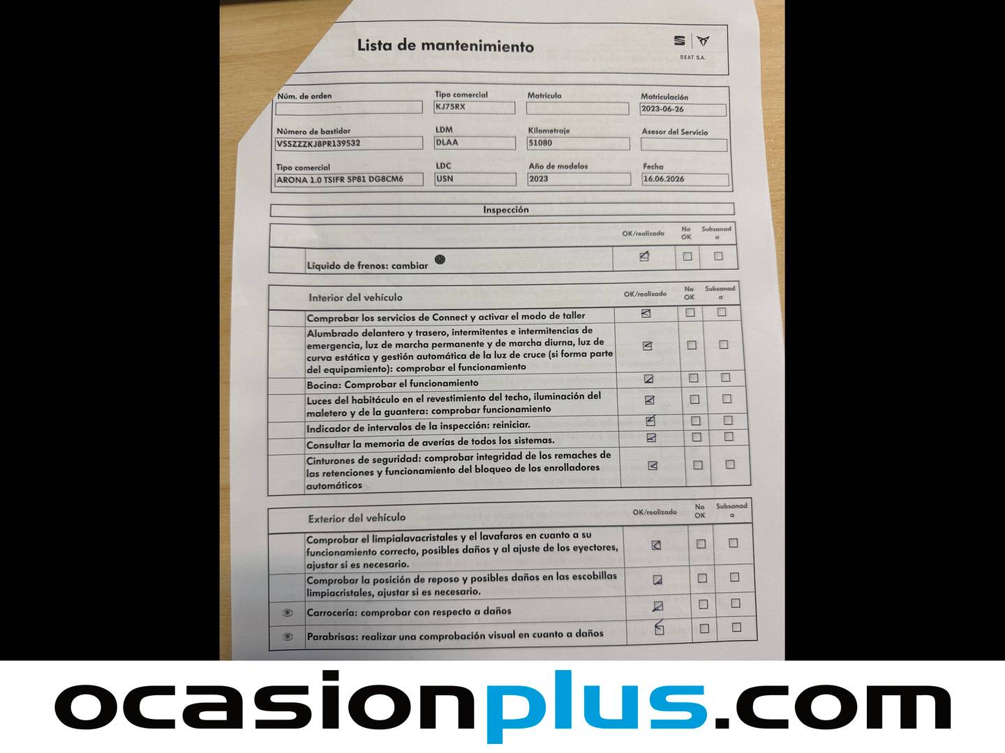 Foto del mantenimiento del Seat Arona Seat Arona 1.0 TSI FR XL RX (110 CV)