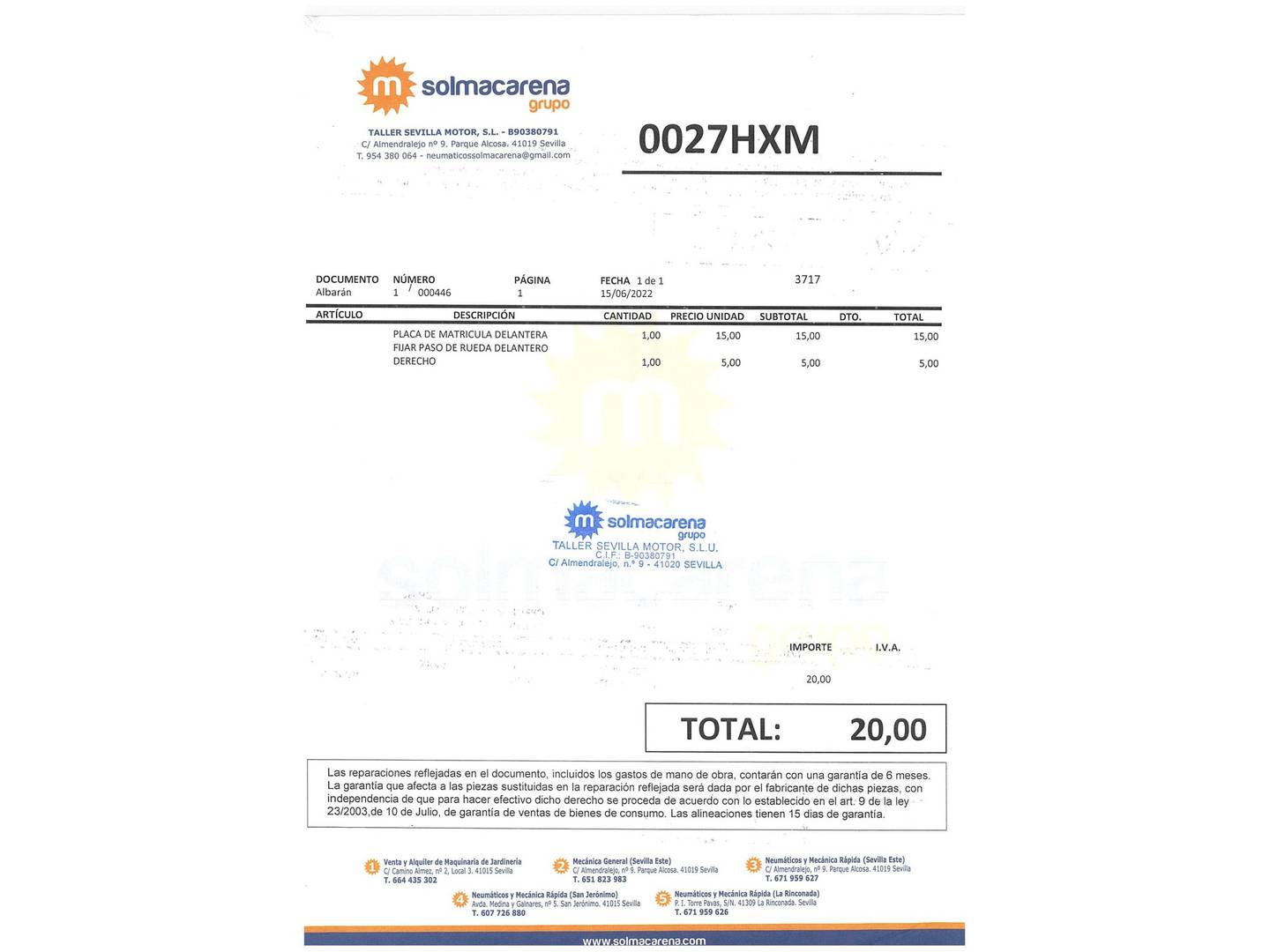 Foto del mantenimiento del Fiat Punto Fiat Punto 1.2 8v Easy (67 CV)