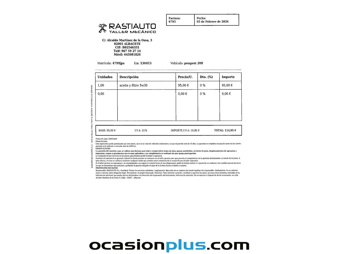 Foto del mantenimiento del Peugeot 208 Peugeot 208 1.2 PureTech Access (82 CV)