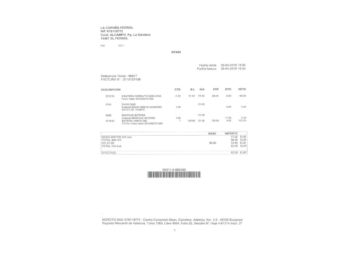Foto del mantenimiento del Fiat 500L Fiat 500L 1.4 16v (95 CV)