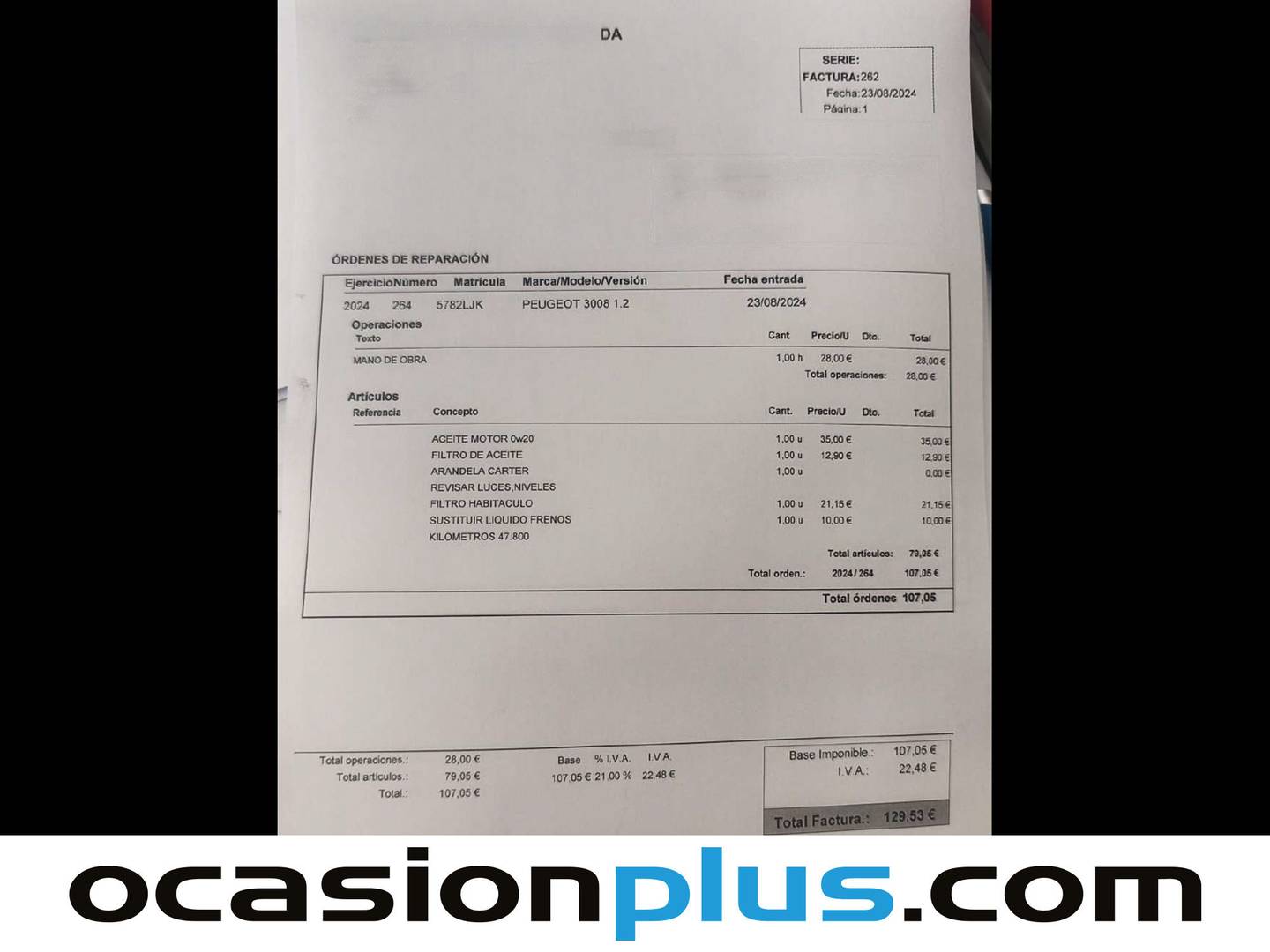 Foto del mantenimiento del Peugeot 3008 Peugeot 3008 PureTech 130 Allure EAT8  (130 CV)