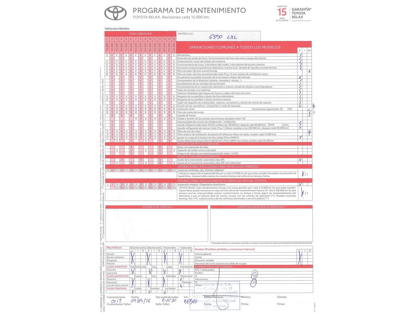 Foto del mantenimiento del Toyota Corolla Toyota Corolla 180H GR-SPORT E-CVT (180 CV)
