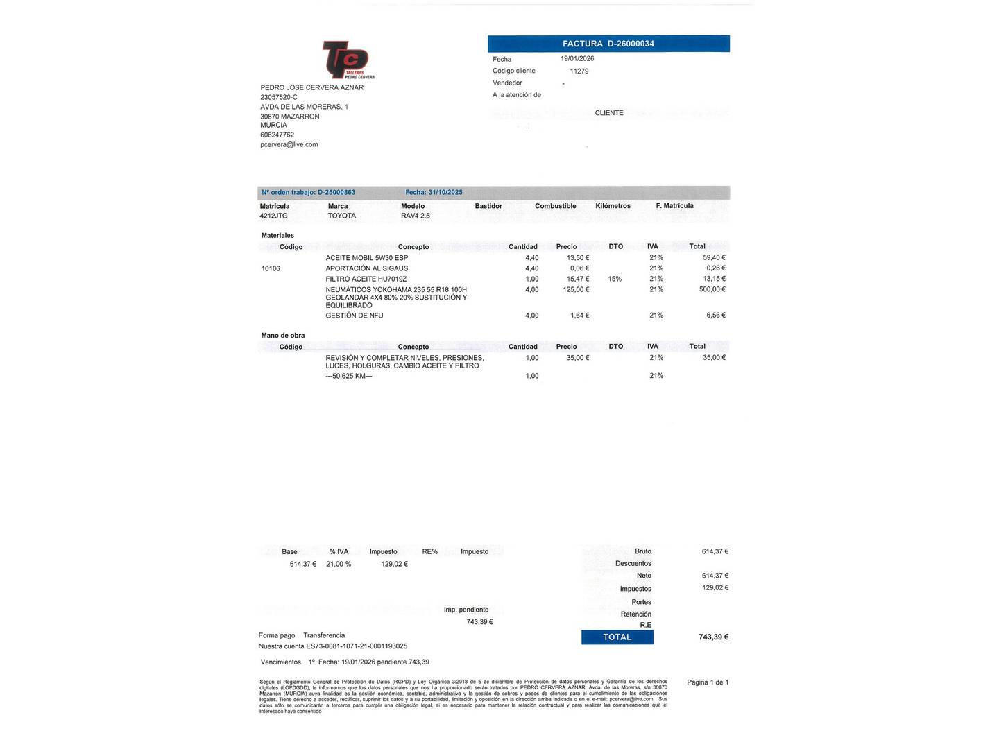 Foto del mantenimiento del Toyota Rav4 Toyota Rav4 2.5l hybrid Advance 2WD (197 CV)