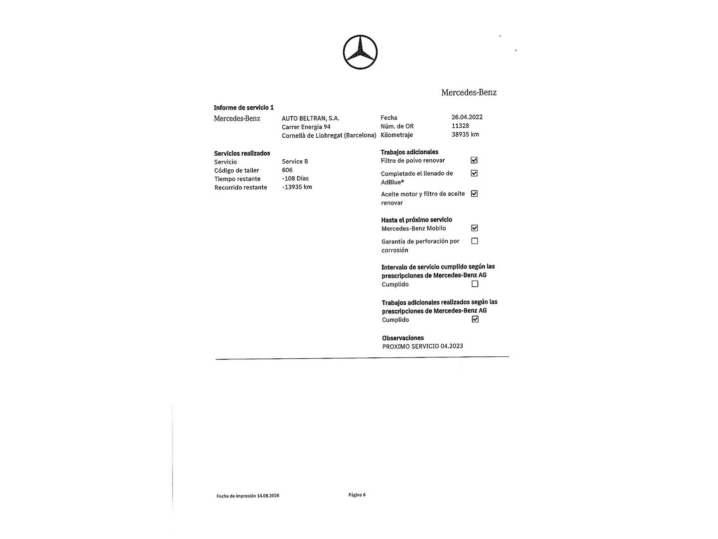 Foto del mantenimiento del Mercedes Clase E Mercedes Clase E 220 d Cabrio (194 CV) Pack AMG