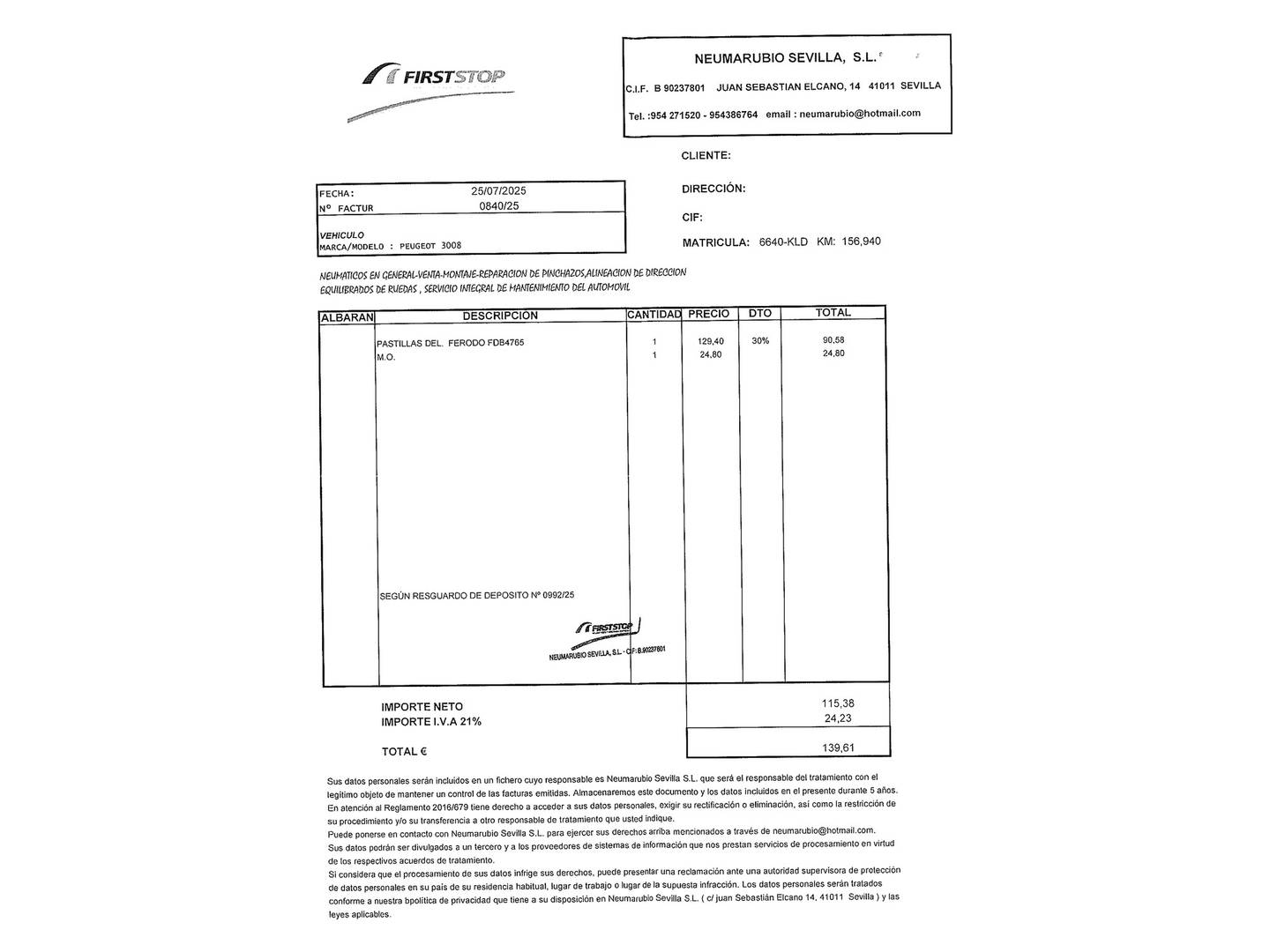 Foto del mantenimiento del Peugeot 3008 Peugeot 3008 BlueHDI 180 S&S GT EAT8 (180 CV)