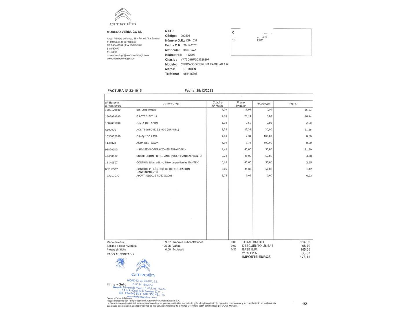 Foto Citroën C4 Picasso Citroen C4 Picasso 1.6 HDI Seduction (92 CV)
