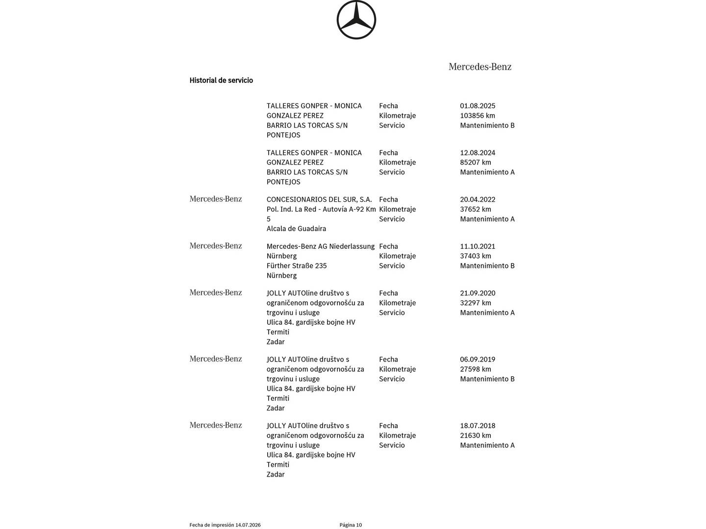Foto del mantenimiento del Mercedes Clase B Mercedes Clase B 200 CDI (136 CV)